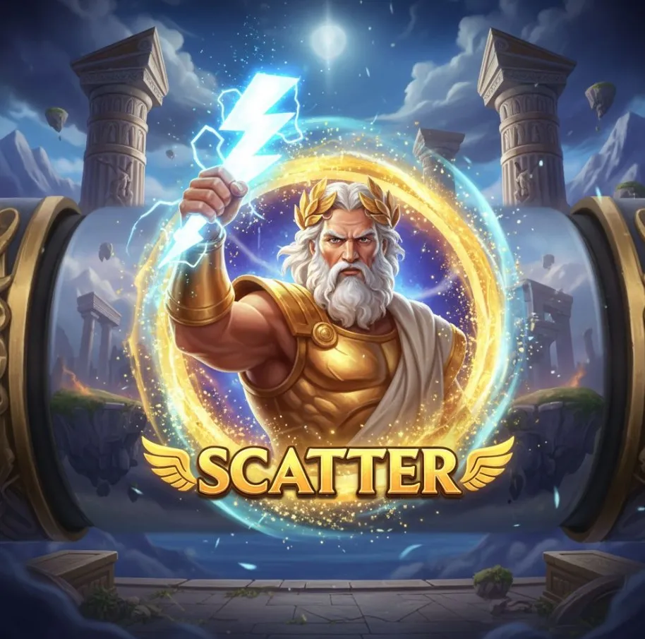 An image highlighting the Zeus Scatter symbol and various winged multiplier orbs (x2 to x500) from Gates of Olympus, with visual cues indicating their ability to trigger free spins and amplify wins.